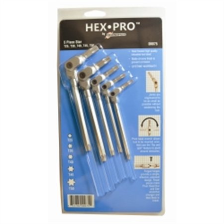 BONDHUS Hex Pro Pivot Head Torx Wrench Set, 5pcs. 00075